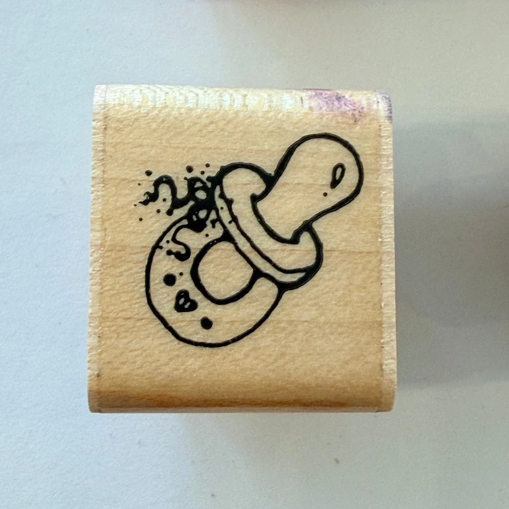 Vintage Baby Shower Wood Mounted Rubber Stamp Lot Pacifier Bottle Baby‎ 8 Pc